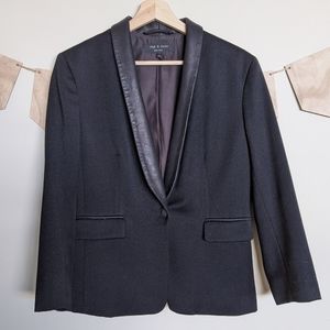 Rag and Bone Black Wool Blazer with Leather Collar